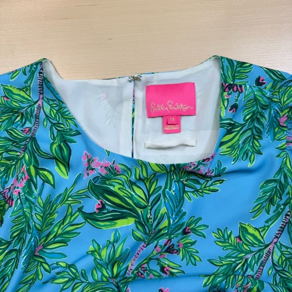 Lilly Pulitzer Chyanna Maxi Dress Women’s 14 Porto Blue Tropical Vacation - Picture 9 of 13